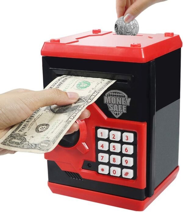 Kids' Electronic Piggy Bank with Password Protection (Black/Red)