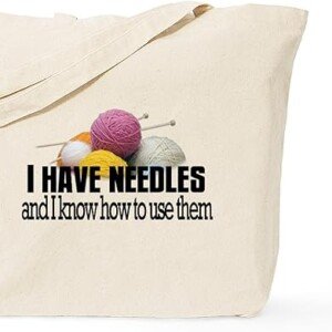 Knitting Needles Canvas Tote Bag