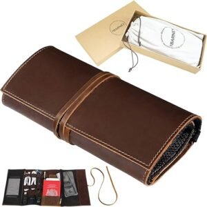 Leather Cable Organizer Travel Pouch