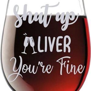 Liver Fine Funny Stemless Crystal Wine Glass