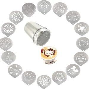 Lofekea Stainless Steel Coffee Shaker with Stencils