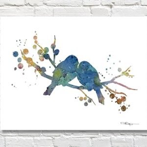 Love Birds Abstract Watercolor Bird Art