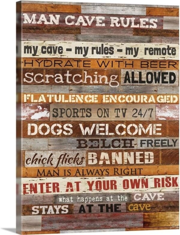 Man Cave Rules Canvas Print