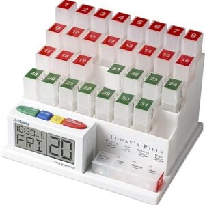 Monthly Medication Organizer with Reminder Clock