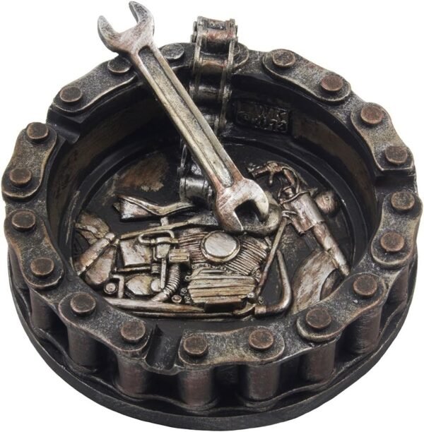 Motorcycle Chain Ashtray with Wrench