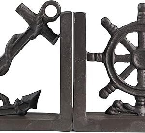 Nautical Metal Bookend Set with Anchor