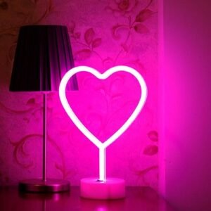 Neon Pink Heart Sign – Valentine’s Gift