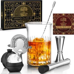 Oak Crystal Cocktail Mixing Glass Set