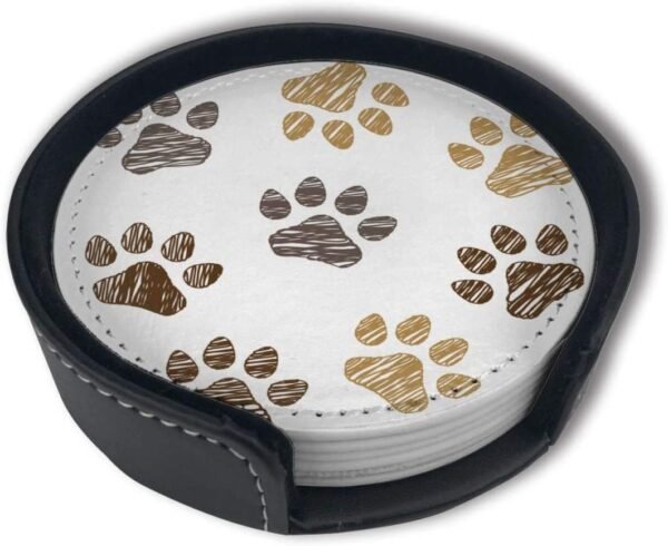 Paw Print Coasters for Drinks (6-Piece Set)