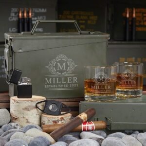 Personalized Ammo Box & Whiskey Glasses Gift Set