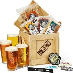 Personalized Barware Crate with Laser-Etched Glasses