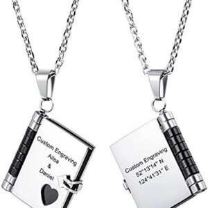 Personalized Book Necklace with Custom Engraving