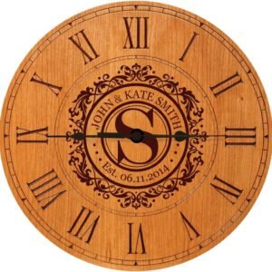 Personalized Cherry Wall Clock with Roman Numerals