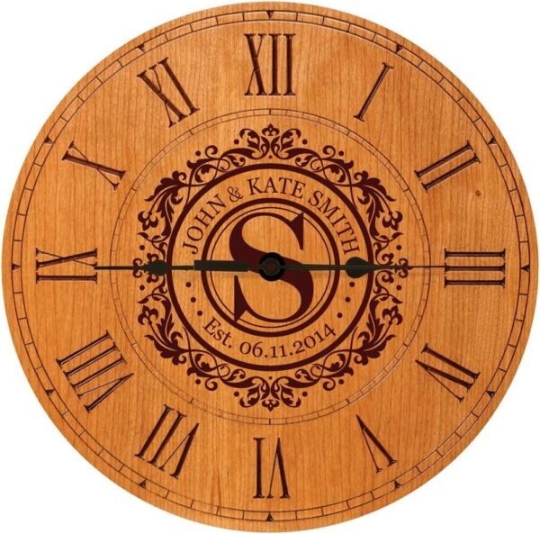 Personalized Cherry Wall Clock with Roman Numerals