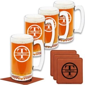 Personalized Etched Beer Mugs for Men