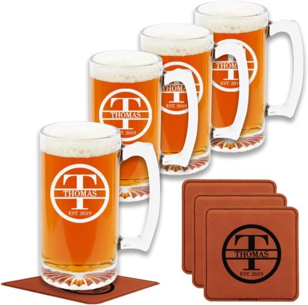 Personalized Etched Beer Mugs for Men