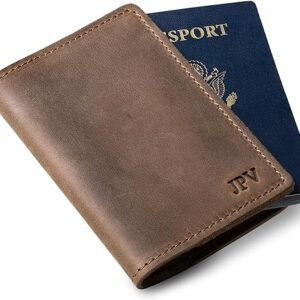 Personalized Rustic Leather Passport Cover