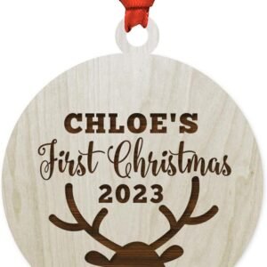 Personalized Wood Christmas Ornament with Gift Bag