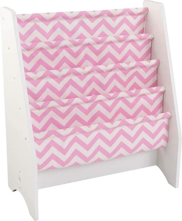Pink and White Wooden Sling Bookcase