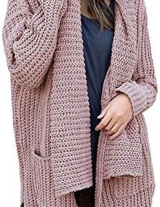 Pink Chunky Knit Cardigan with Pockets