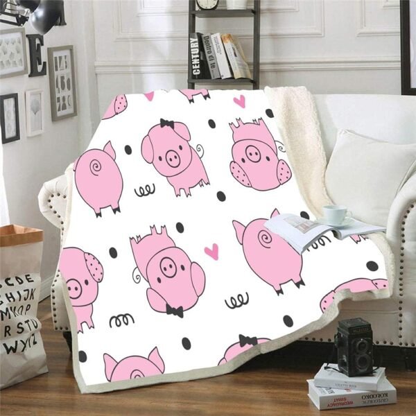 Pink Pig Fleece Throw Blanket