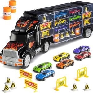 Play22 Toy Truck Car Carrier - Includes 6 Cars