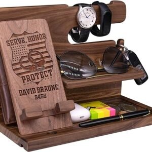 Police Phone Docking Station – Personalized Nightstand Organizer