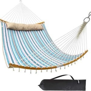 Portable Double Hammock Swing with Bamboo Spreader