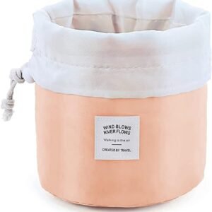 Portable Travel Cosmetic Bag, Pink Barrel Makeup Organizer