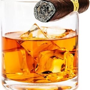 Premium Whiskey Glass with Cigar Holder