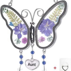 Pressed flower butterfly suncatcher with charm