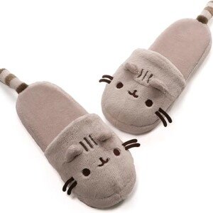 Pusheen Cat Plush Slippers, Tan, 12