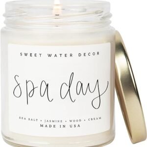 Relaxing Spa Day Candle | Sea Salt & Jasmine Scent | 9oz | 40 Hour Burn Time