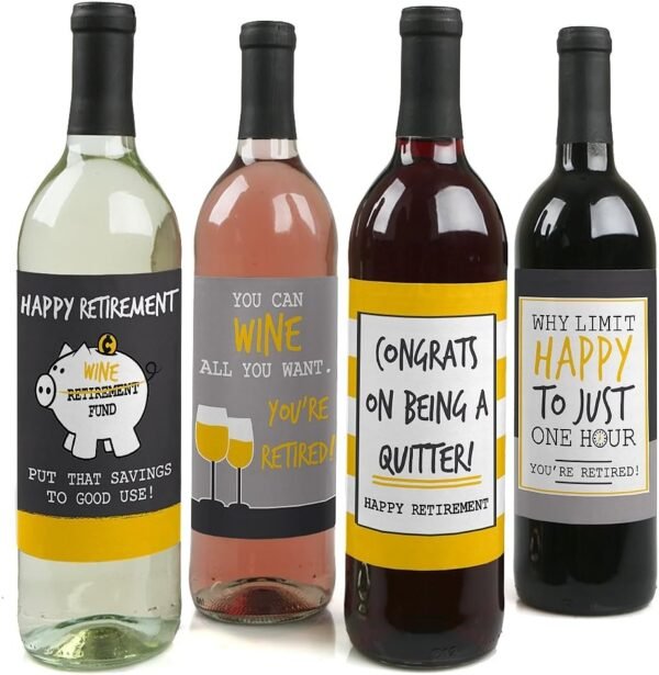 Retirement Party Wine Bottle Stickers