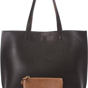 Reversible Vegan Leather Tote with Wristlet