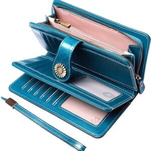 RFID Blocking Leather Wallet with Wristlet by UMODE