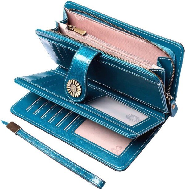 RFID Blocking Leather Wallet with Wristlet by UMODE