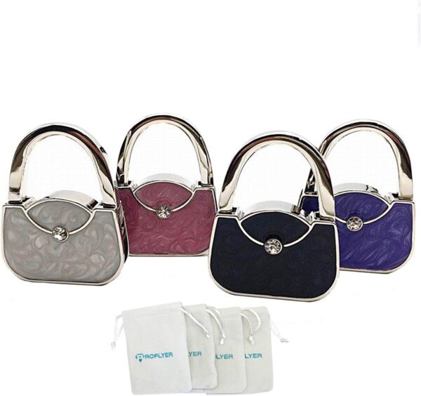 ROFLYER Metal Foldable Bag Hook, Set of 4