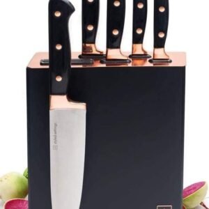 Rose Gold Copper Knife Set with Built-In Sharpener