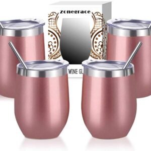 Rose Gold Stainless Steel Wine Tumbler Set