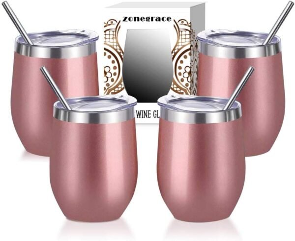 Rose Gold Stainless Steel Wine Tumbler Set