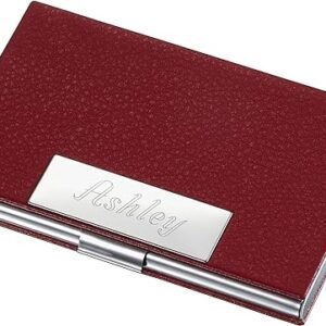 Samantha Red Leather Business Card Case