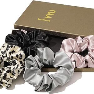 Satin Cheetah Scrunchies for Thick Hair