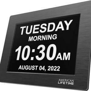 Senior-Friendly Black Wall Clock, High Resolution Display