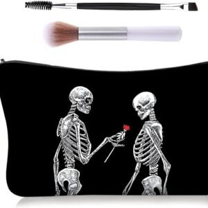 Skull Zipper Makeup Bag – Black