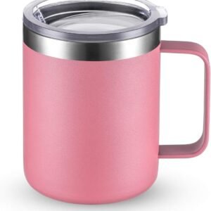 Stainless Steel Travel Mug with Handle (Pink)