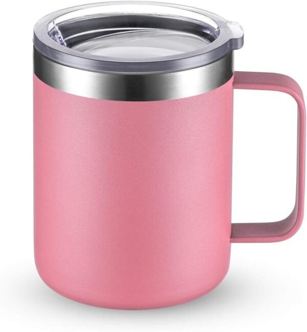 Stainless Steel Travel Mug with Handle (Pink)