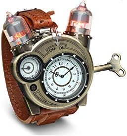 Steampunk Tesla Analog Watch with Leather Strap