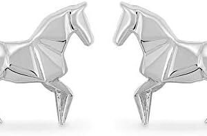 Sterling Silver Origami Horse Stud Earrings