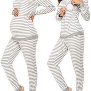 Striped Maternity & Nursing Thermal Underwear